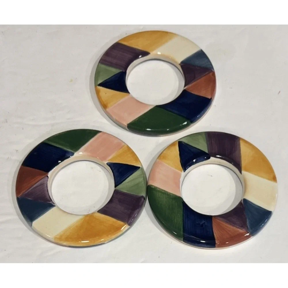 Set‎ Of 3 Tabletops Unlimited Carnival Napkin Ring Colorful 3